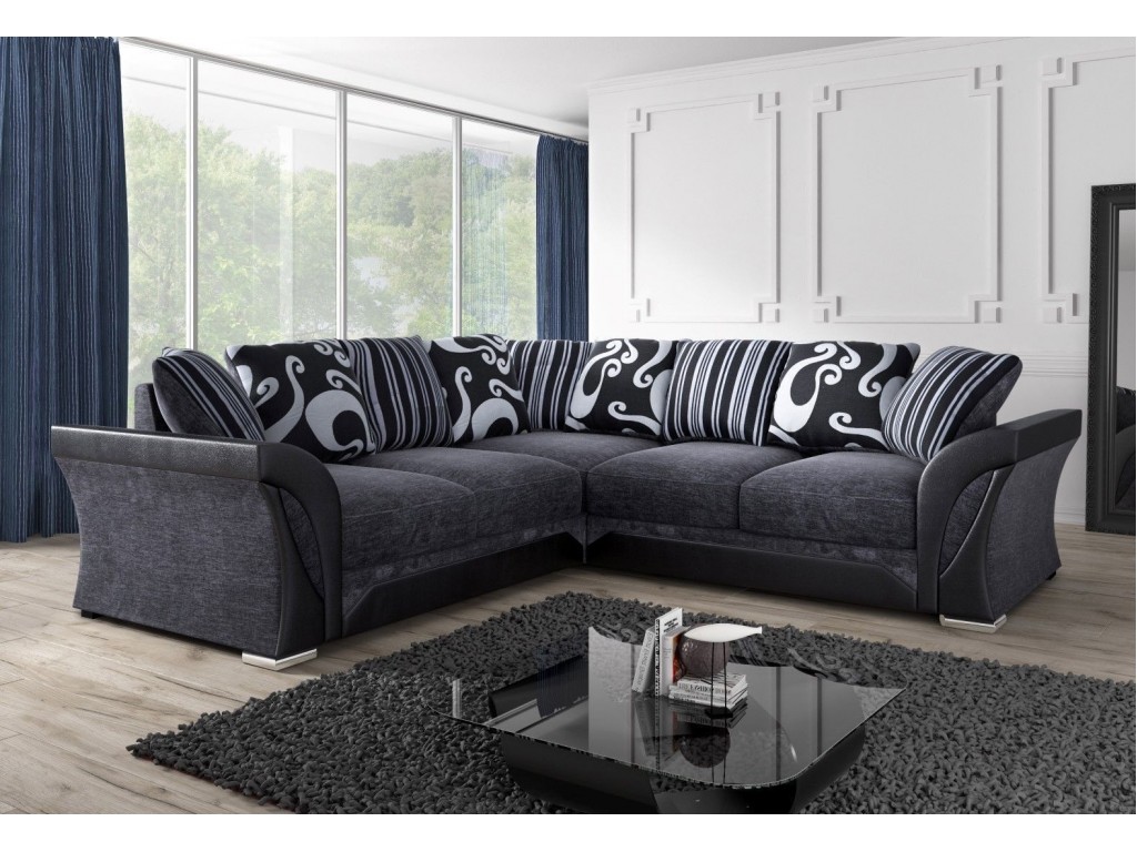 Shannon Black Fabric Large Living Room Corner Sofa